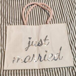 "Just Married" Sequin Tote w/luggage tags